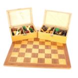 A MID 20TH CENTURY BOXWOOD COMPLETE CHESS SET In original presentation box, together with another