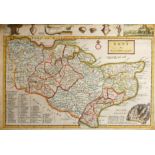 EMANUEL BOWEN, AN 18TH CENTURY HAND COLOURED MAP ENGRAVING Titled 'An Accurate Map of the County