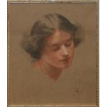 ATTRIBUTED TO CHARLES EDWARD PERUGINI, 1839, NAPLES, 1918, LONDON, CHALK ON BUFF GREY PAPER Portrait