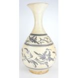 A 19TH CENTURY CHINESE CIZHOU GLAZE POTTERY BALUSTER VASE With brown glaze decoration. (approx 42cm)