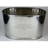 A LARGE OVAL CHAMPAGNE BATH ICE BUCKET Bearing inscription. (30cm) Condition: good