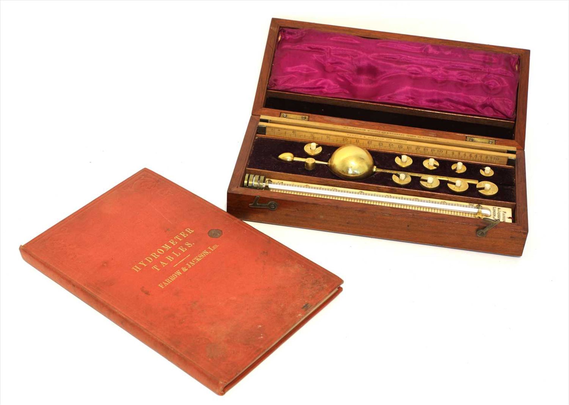 A mahogany cased Sikes' hydrometer