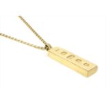 A 9ct gold rectangular ingot pendant,