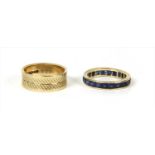 A gold sapphire full eternity ring,