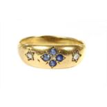 A 15ct gold sapphire and diamond ring,