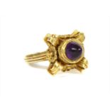 A gold amethyst ring,