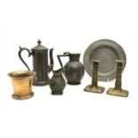 A collection of metalware,