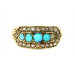 A Victorian gold turquoise and split pearl ring,