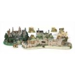 A collection of miniature houses and castles,