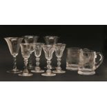 Glassware including two tankards with signs of the Zodiac,