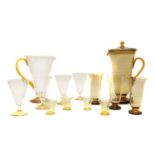 A brown glass part lemonade set,