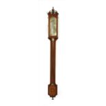 A walnut stick barometer,