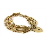 A 9ct gold five row gate bracelet,