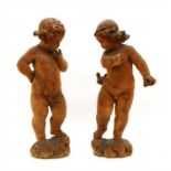 A pair of carved softwood cherubs,