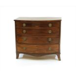 A George III mahogany bowfronted chest of drawers,