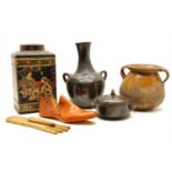 A large collection of treen and stoneware,