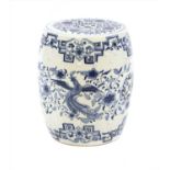 A Chinese blue and white porcelain garden seat,