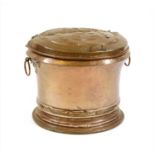 A copper-lidded log/coal basket,