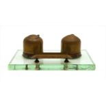 A glass and brass inkstand,