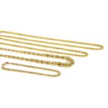 A 9ct gold graduated hollow rope link chain,