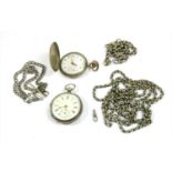 A sterling silver key wind open-faced pocket watch,