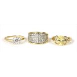 Two 14ct gold cubic zirconia rings,