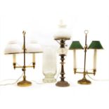 Two brass student lamps,