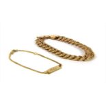 A 9ct gold hollow double curb link bracelet,