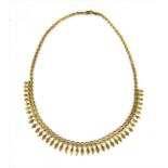 A 9ct gold graduated fringe necklace,