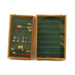 Two shallow hanging fine display cabinets,