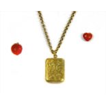 A 15ct gold rectangular locket,