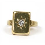 A 9ct gold diamond signet ring,