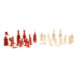 A 19th century ivory part chess set