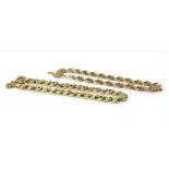 Two 9ct gold rope link bracelets,