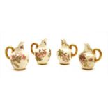 A matched set of four Royal Worcester blush ivory jugs,