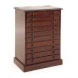 A Victorian mahogany ten drawer collector's chest,