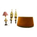 A pair of Gothic brass wall lights,