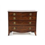 A George III mahogany bow front chest of drawers,
