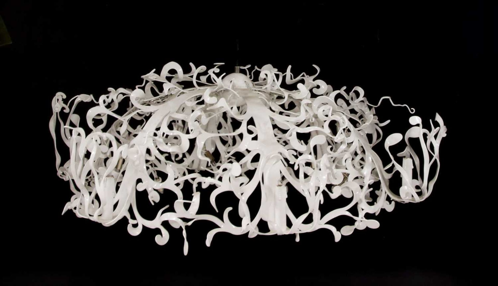 A pair of white hanging 'Botanical' chandeliers,