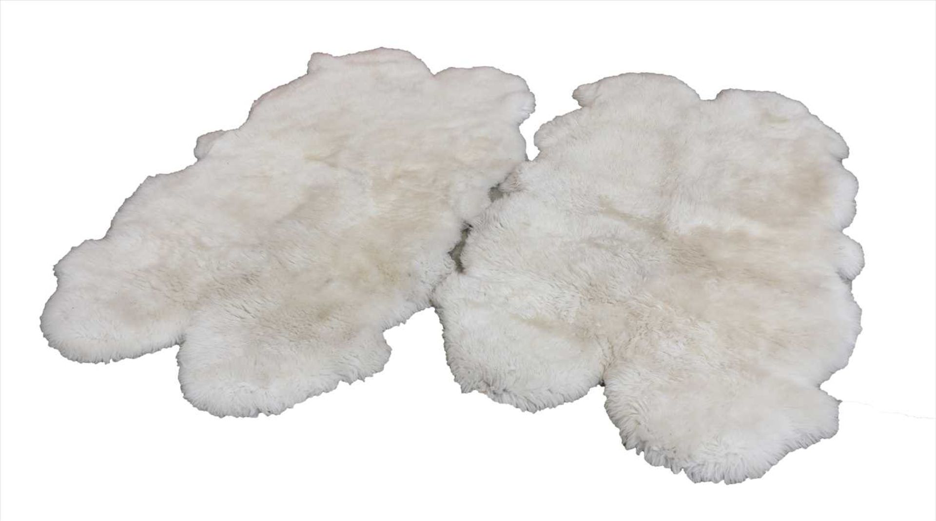 A pair of large sheepskin rugs,