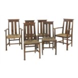 A set of six Arts & Crafts oak chairs,