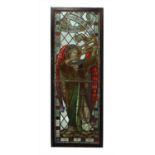 A stained glass panel of the Archangel Gabriel,