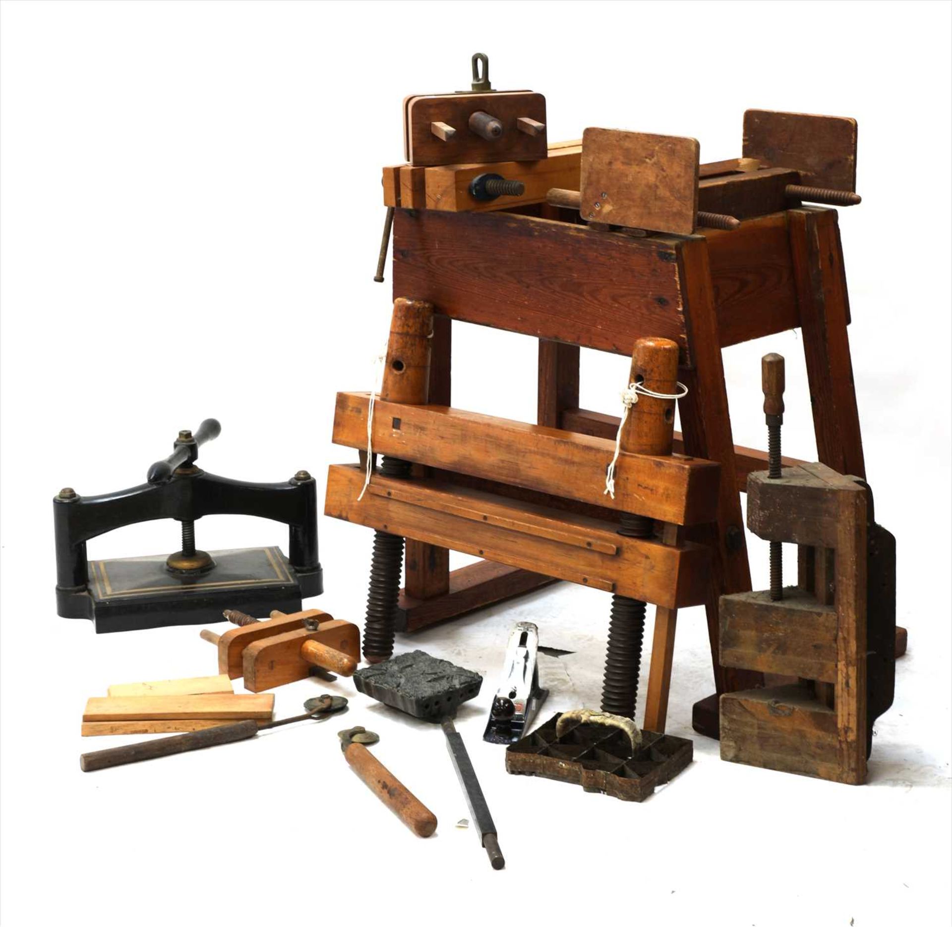 A collection of bookbinder's presses,