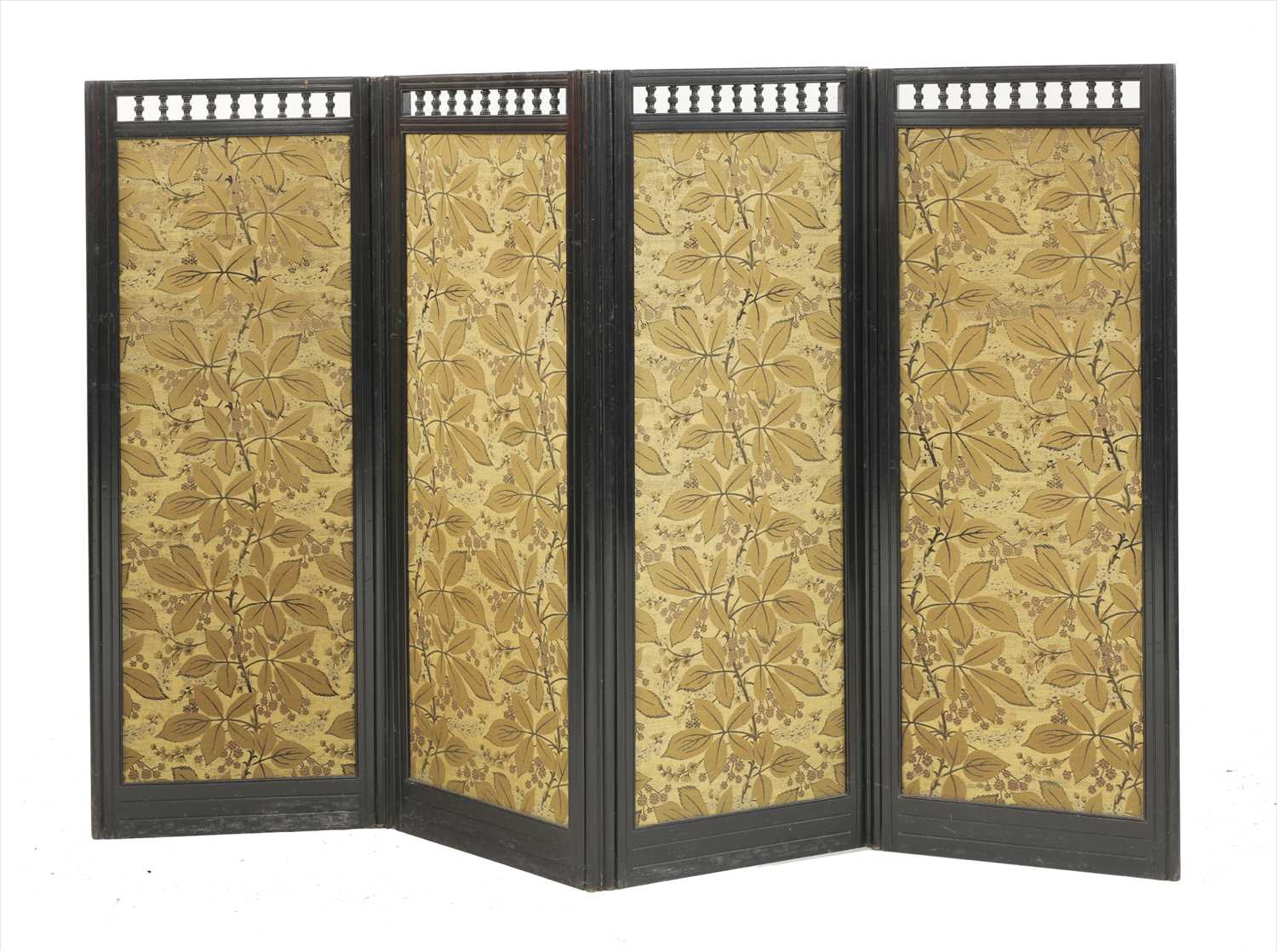 An Aesthetic ebonised four-fold screen, - Image 2 of 2