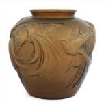 An Art Deco brown glass vase,