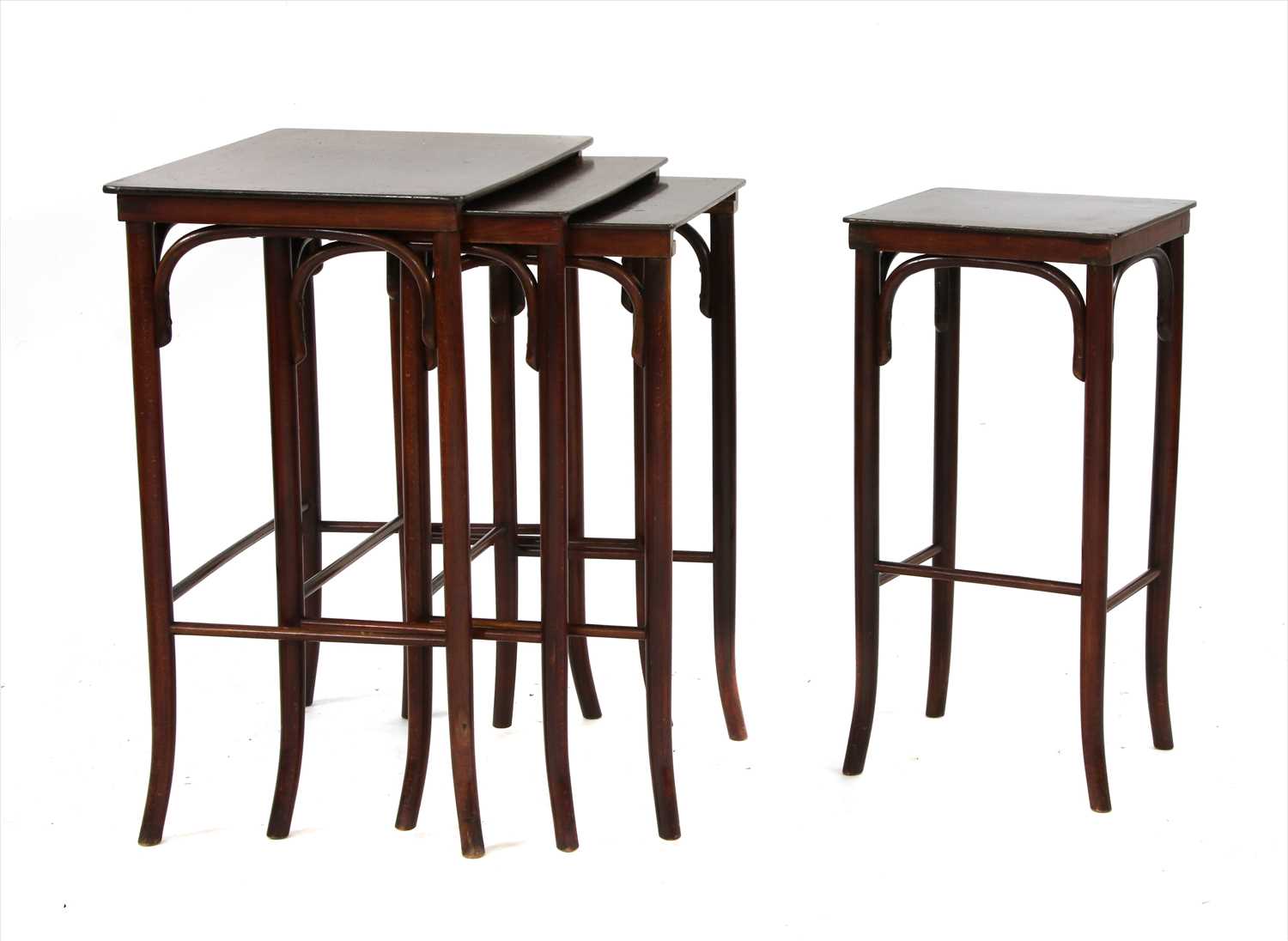 A nest of four bentwood tables,