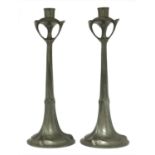 A pair of Kayserzinn pewter candlesticks,