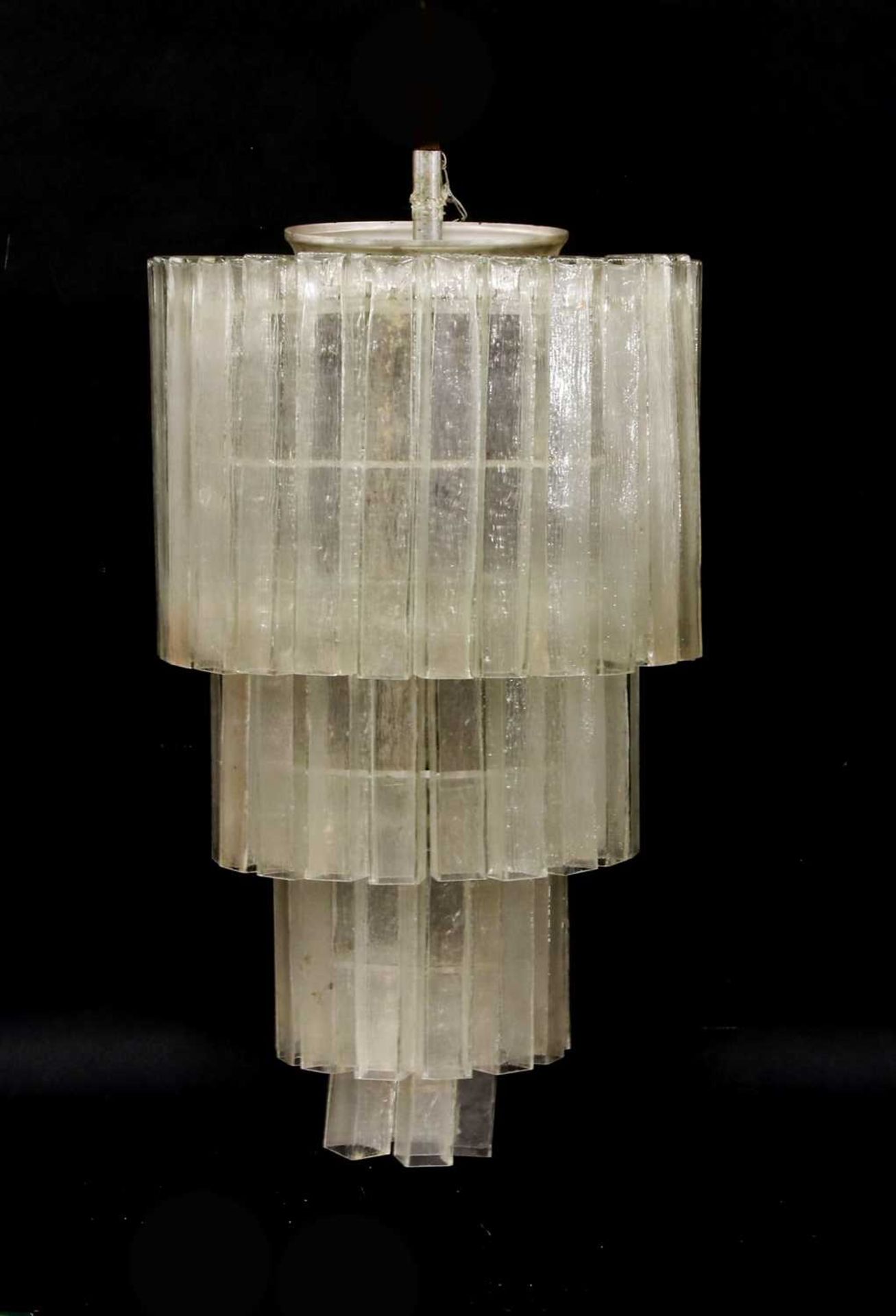 An Italian glass three-tier chandelier,