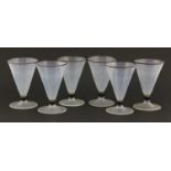 Six opaline glass goblets,