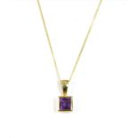 A gold amethyst pendant,